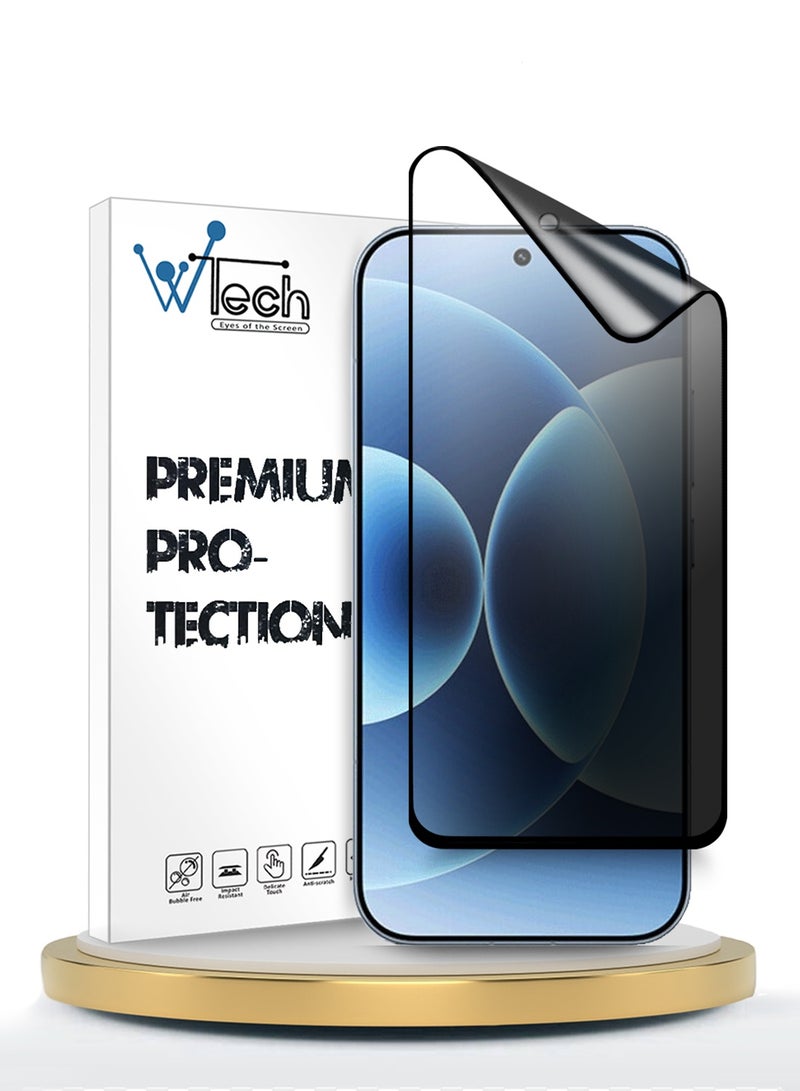 دبليو تيك حامي شاشة مرن من النانو سيراميك بحماية كاملة للخصوصية لهاتف شاومي 17 5G 2025، لاصق كامل، تغطية كاملة، لمسة مطفية (MSCNMP) - شفاف/أسود - Image 1