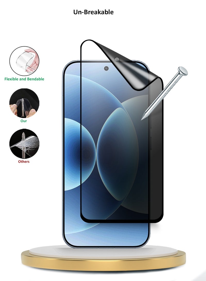 دبليو تيك حامي شاشة مرن من النانو سيراميك بحماية كاملة للخصوصية لهاتف شاومي 17 5G 2025، لاصق كامل، تغطية كاملة، لمسة مطفية (MSCNMP) - شفاف/أسود - Image 3