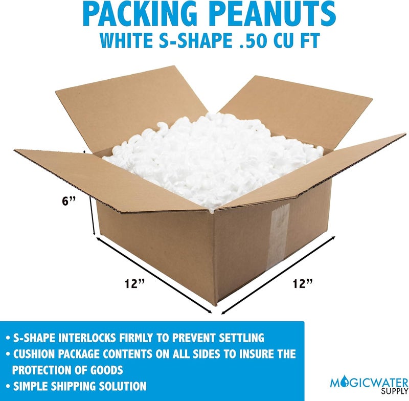 MagicWater Supply - 0.5 Cu Ft - White Packing Peanuts - Anti-Static S Shaped Cushion for Shipping, Void Filling & Storage - Protect Your Goods - Image 2