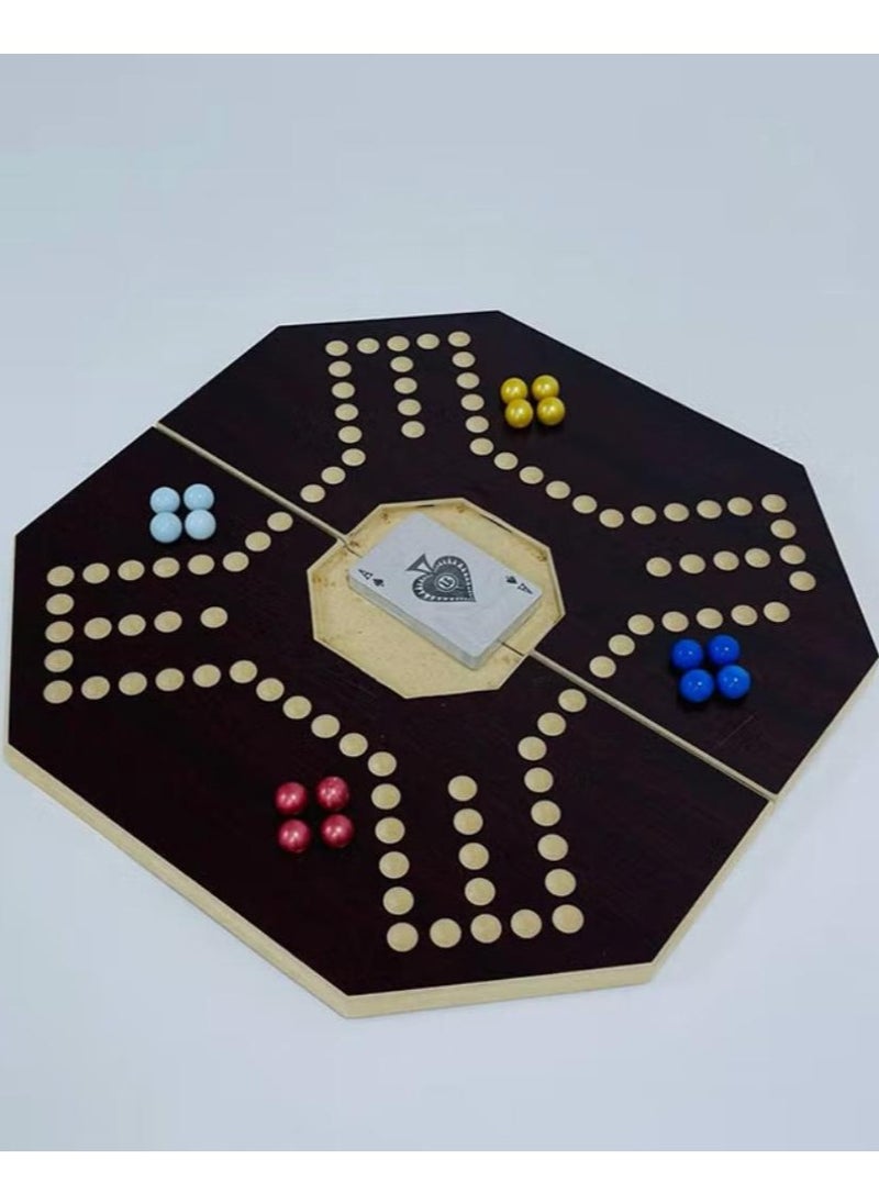 جاكارو لعبة الورق ولوح جاكارو الملكي تتسفط و قابل للطي مع 16 حجر رخامي متينة وقوية40X40cm  - Image 2