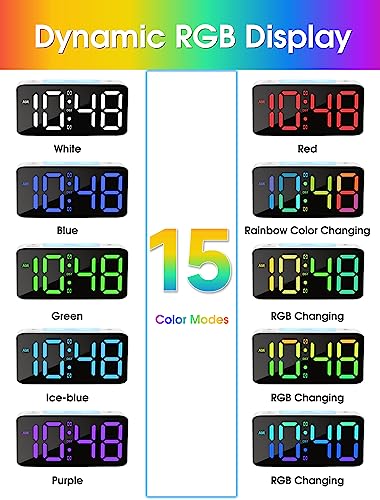 Cadmos Loud Alarm Clock for Heavy Sleepers Adults,Digital Clock with 7 Color NightLight,Adjustable Volume,USB Charger,Small Clocks for Bedrooms Bedside,ok to Wake for Kids,Teens (Blue+RGB) - Image 3
