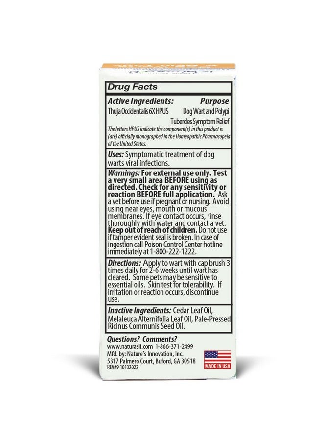 Naturasil - AllNatural Dog Warts Remover By Naturasil  Pure Thuja & Plant Extracts For Topical Wart & Skin Blemish Remover On Pets | FastActing, Gentle & PainFree | No Acids | Safe For Dogs 3+ Months | 15Ml - Image 1