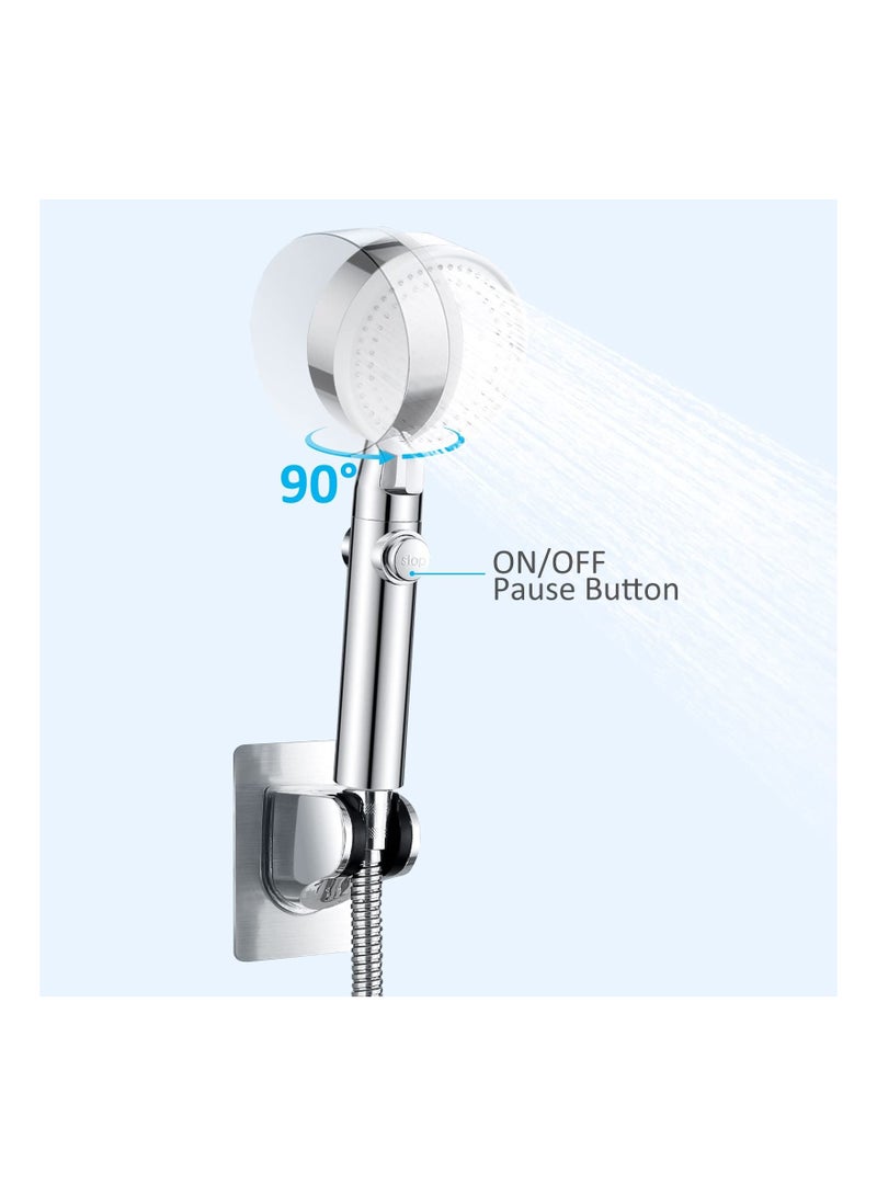 Handheld Shower Head High Pressure with ON/OFF Pause Switch, Powerful 5 Spray Modes Wand Hose and Bracket, Detachable Accessories - Image 3