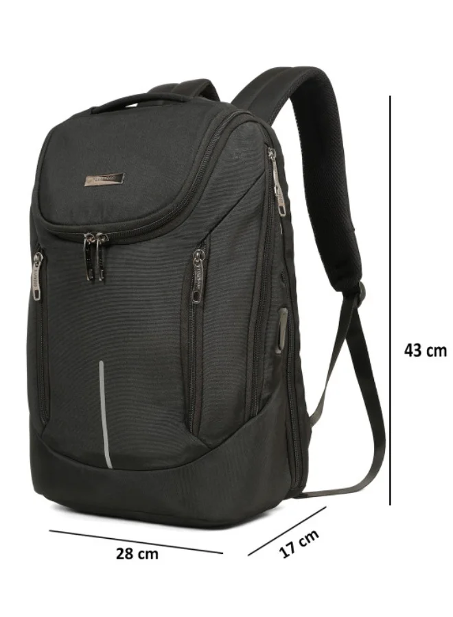 TEAKWOOD Black Teakwood 23L Business Laptop Backpack for Men | Fits up to 16 " Laptop | Premium Black Office & Travel Backpack | USB Charging Port | Trolley Sleeve | Water-Resistant | Multi-Compartment Durable Design  | Best Price UAE