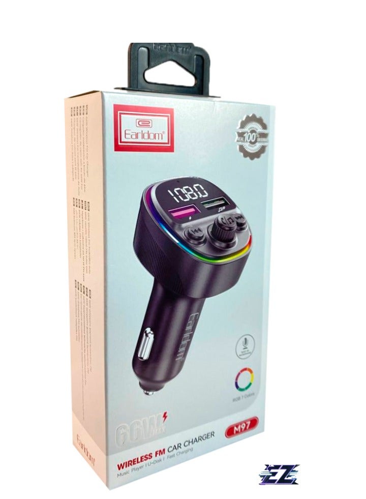 ELTRAZONE FM Transmitter 65W in Black for High-Quality Audio Streaming and Fast Charging - Image 2