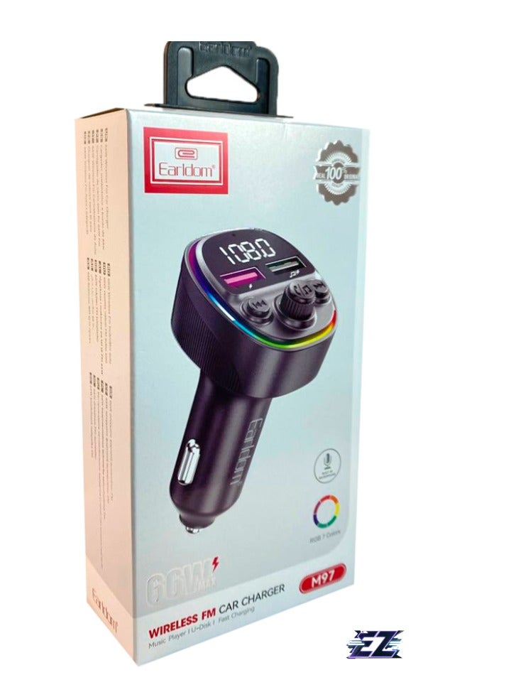ELTRAZONE FM Transmitter 65W in Black for High-Quality Audio Streaming and Fast Charging - Image 4