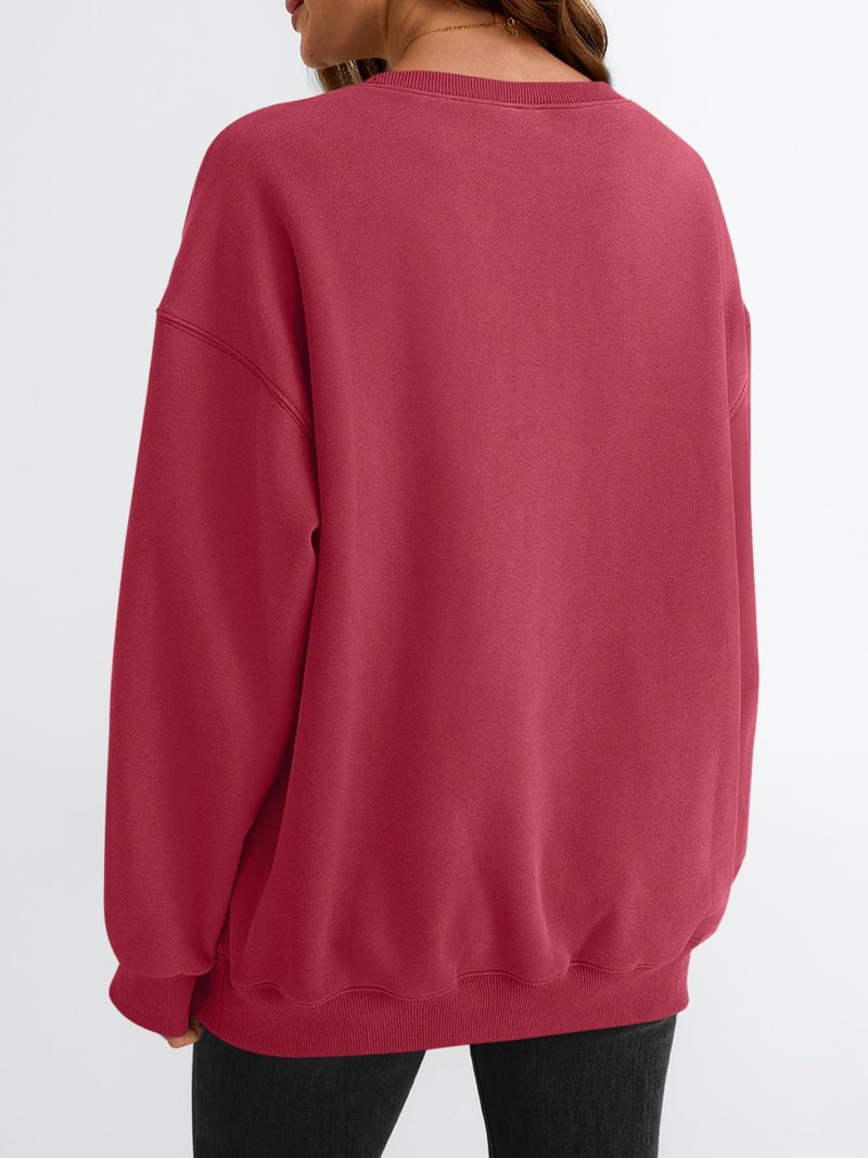 EFAN Womens Christmas Sweatshirts Oversized Crewneck Y2K Fleece Hoodies Fall Fashion 2026 Teen Girls Clothes Cute Winter Pullover Sweater Red S - Image 4