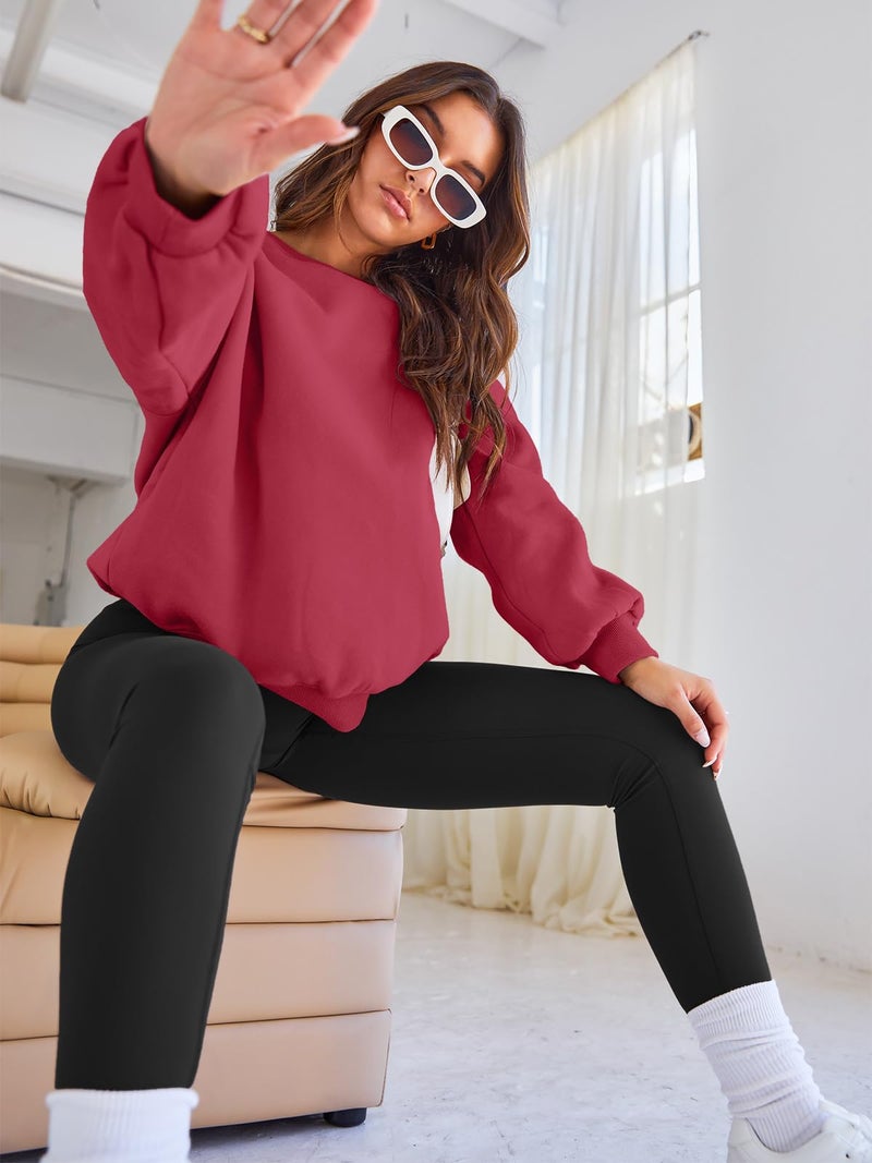 EFAN Womens Christmas Sweatshirts Oversized Crewneck Y2K Fleece Hoodies Fall Fashion 2026 Teen Girls Clothes Cute Winter Pullover Sweater Red S - Image 3