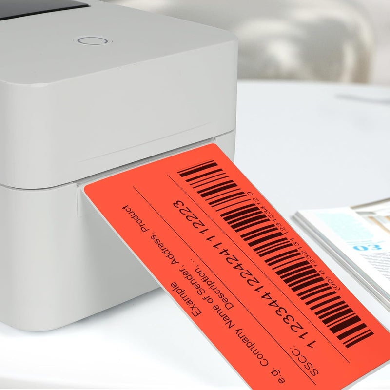FINDAT Red Thermal Labels 4 x 6 Inch Vinyl Roll Self-Adhesive Shipping labels Waterproof Perforated Printer stickers for Business Address Barcode Mail DIY Design 250 PCS - Image 2