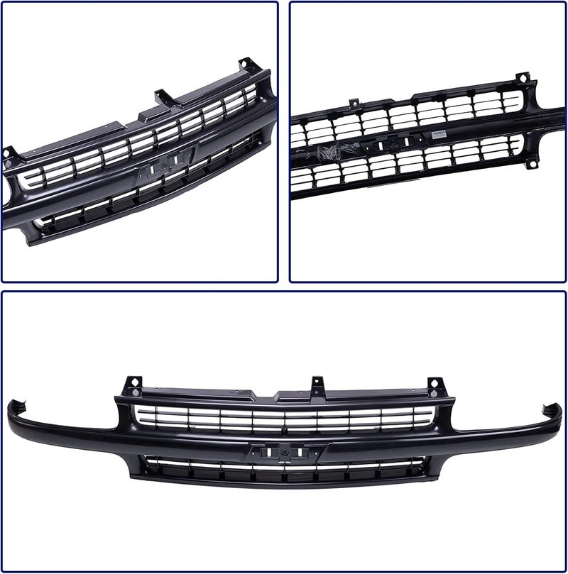 JustDrivably Front Grille Grill Assembly Black Compatible With Chevrolet Silverado 1500 2500 1999-2002 & Suburban 1500 2500 & Tahoe 2000-2006 - Image 2