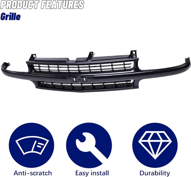 JustDrivably Front Grille Grill Assembly Black Compatible With Chevrolet Silverado 1500 2500 1999-2002 & Suburban 1500 2500 & Tahoe 2000-2006 - Image 4