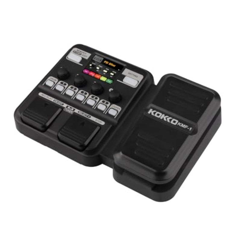 KMF-1 Multi-Effects Guitar Pedal Guitar processor with 18 amp and cabinet models, 59 effects, looper, drum machine, AUX input and headphone output. Color: Black - Image 4