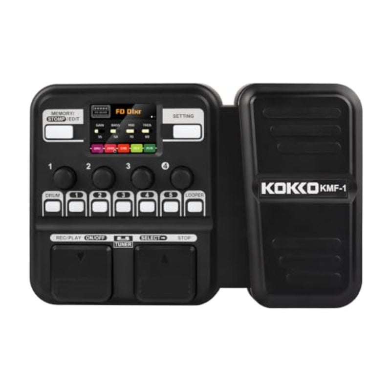 KMF-1 Multi-Effects Guitar Pedal Guitar processor with 18 amp and cabinet models, 59 effects, looper, drum machine, AUX input and headphone output. Color: Black - Image 2