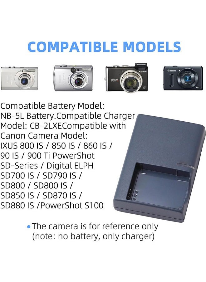 Ailily NB5L Battery Charger Compatible with Canon PowerShot S100, S110, SD790IS, SD850IS, SD870IS, SD880IS, SD890IS, SD970IS, SD990IS, SX200IS, SX210IS, SX220IS, SX230HS Cameras  - Image 2