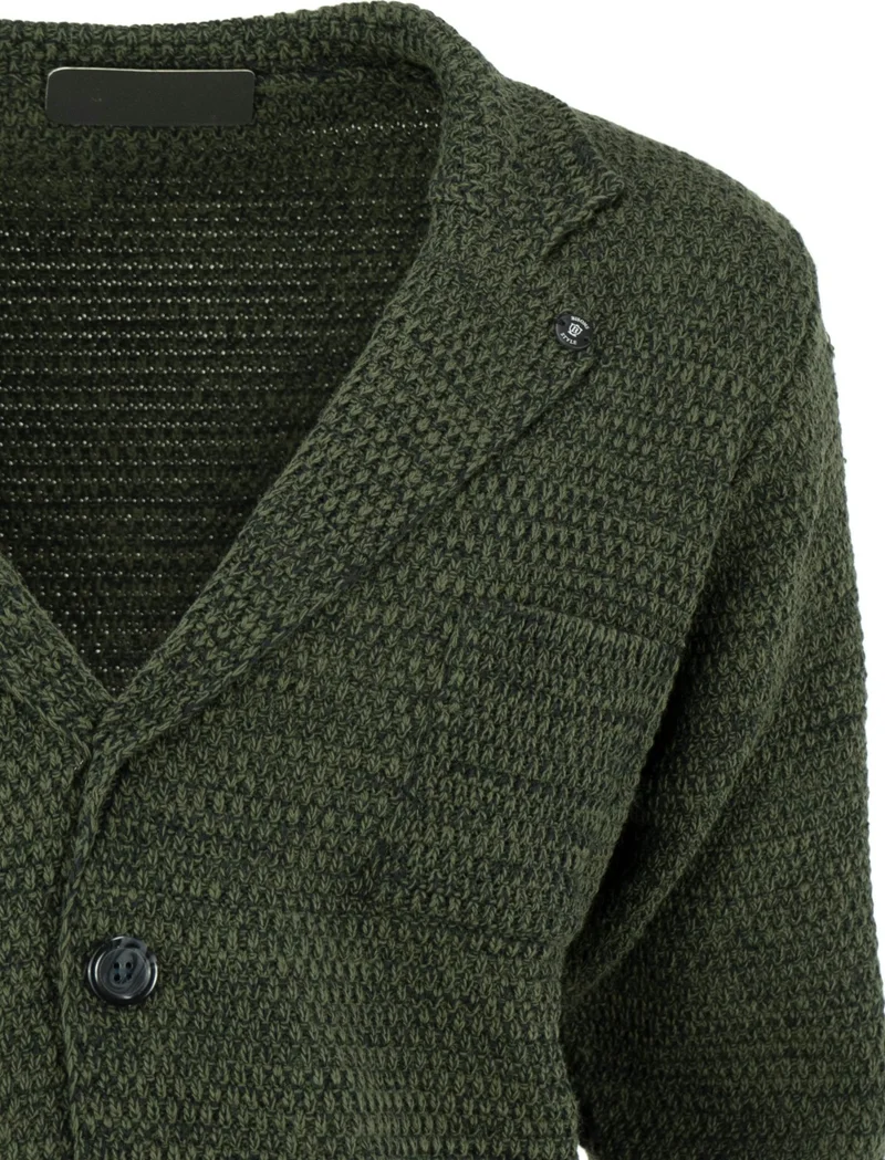 اوبلاند Men's Seasonal V-Neck Buttoned Front Cuffed Long Sleeve Regular Cut Pocket Lycra Woven Cotton Cotton Cardigan