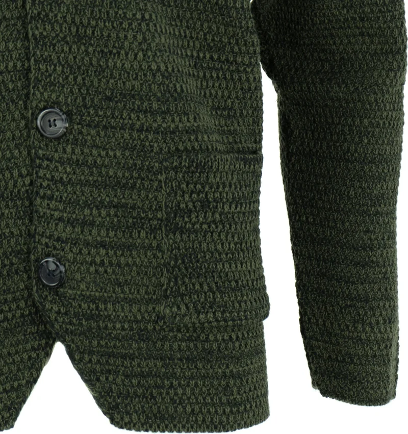 اوبلاند Men's Seasonal V-Neck Buttoned Front Cuffed Long Sleeve Regular Cut Pocket Lycra Woven Cotton Cotton Cardigan