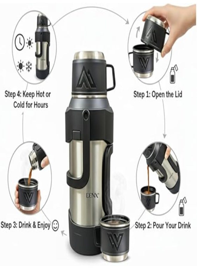 DENX Large Capacity 2L Insulated Water Bottle – Stainless Steel, Leakproof, Portable for Travel, Camping, Office - Image 5