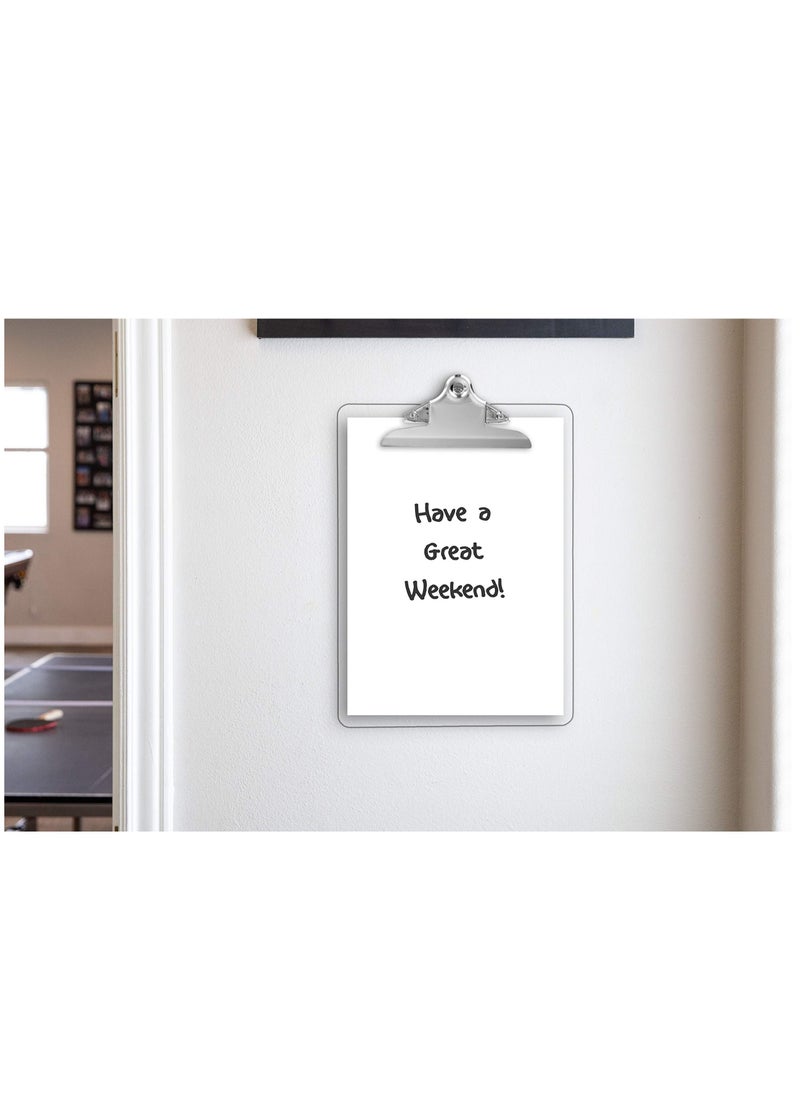 KASTWAVE Plastic Clipboards, Multi Pack Clipboard Transparent Strong Holds 100 Sheets, Acrylic Clipboards Big Clip Board Clips 12.5 x 9 Inch Set of 6  - Image 4