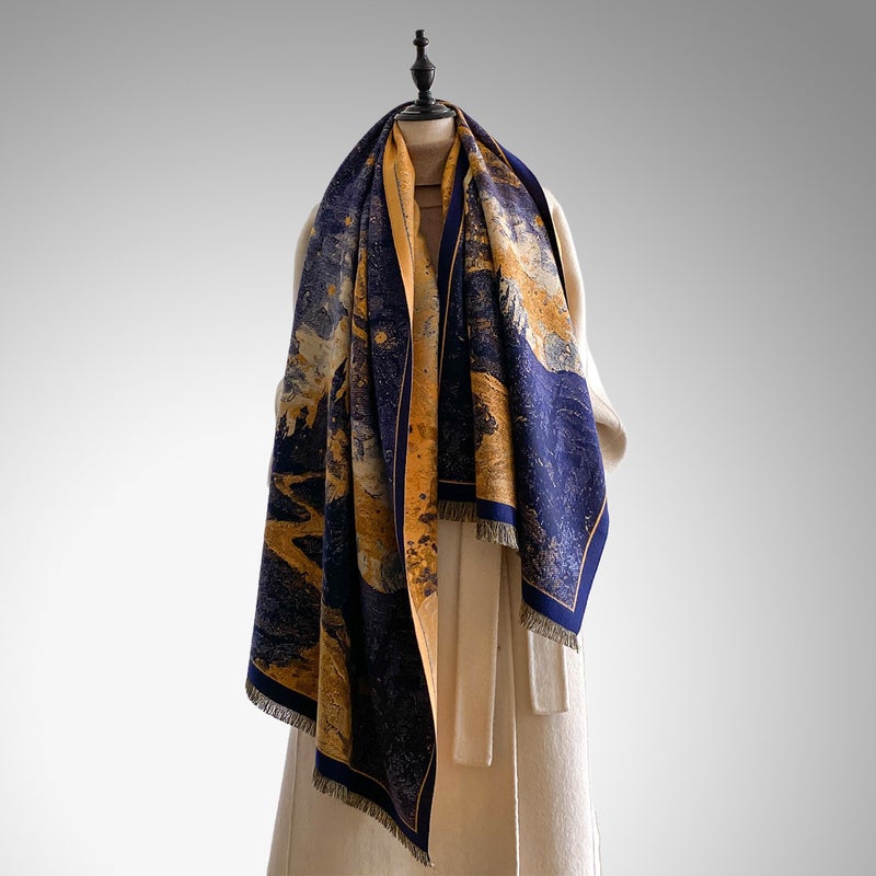 Foreign Trade 2025 Autumn and Winter Abstract Oil Painting Imitation Cashmere Warm Scarf Women''s High-End Elegant Versatile Shawl Scarf - Image 3