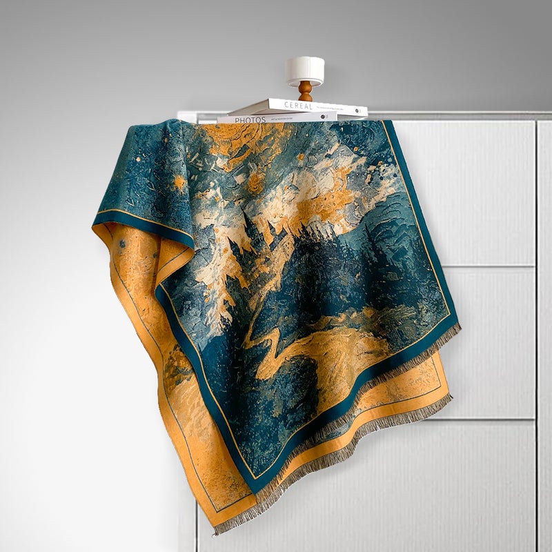 Foreign Trade 2025 Autumn and Winter Abstract Oil Painting Imitation Cashmere Warm Scarf Women''s High-End Elegant Versatile Shawl Scarf - Image 1