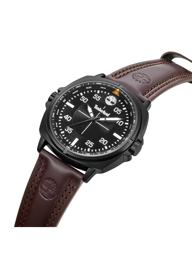 Timberland Williston Black Dial Leather Strap Analog Watch for Men, 48mm