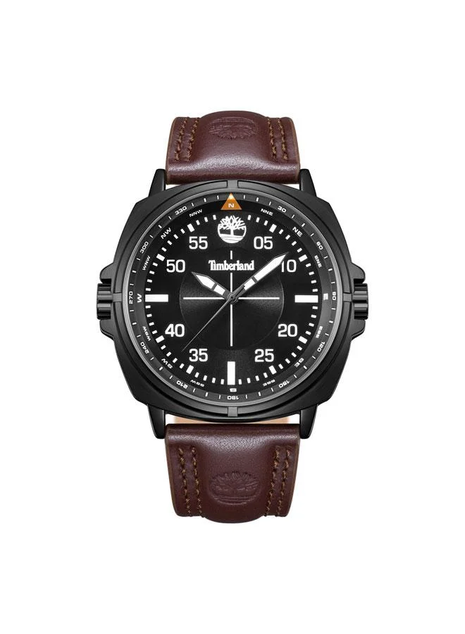 Timberland Williston Black Dial Leather Strap Analog Watch for Men, 48mm