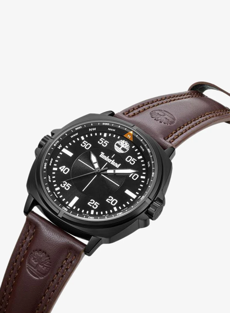 تمبرلاند Williston Black Dial Leather Strap Analog Watch for Men, 48mm