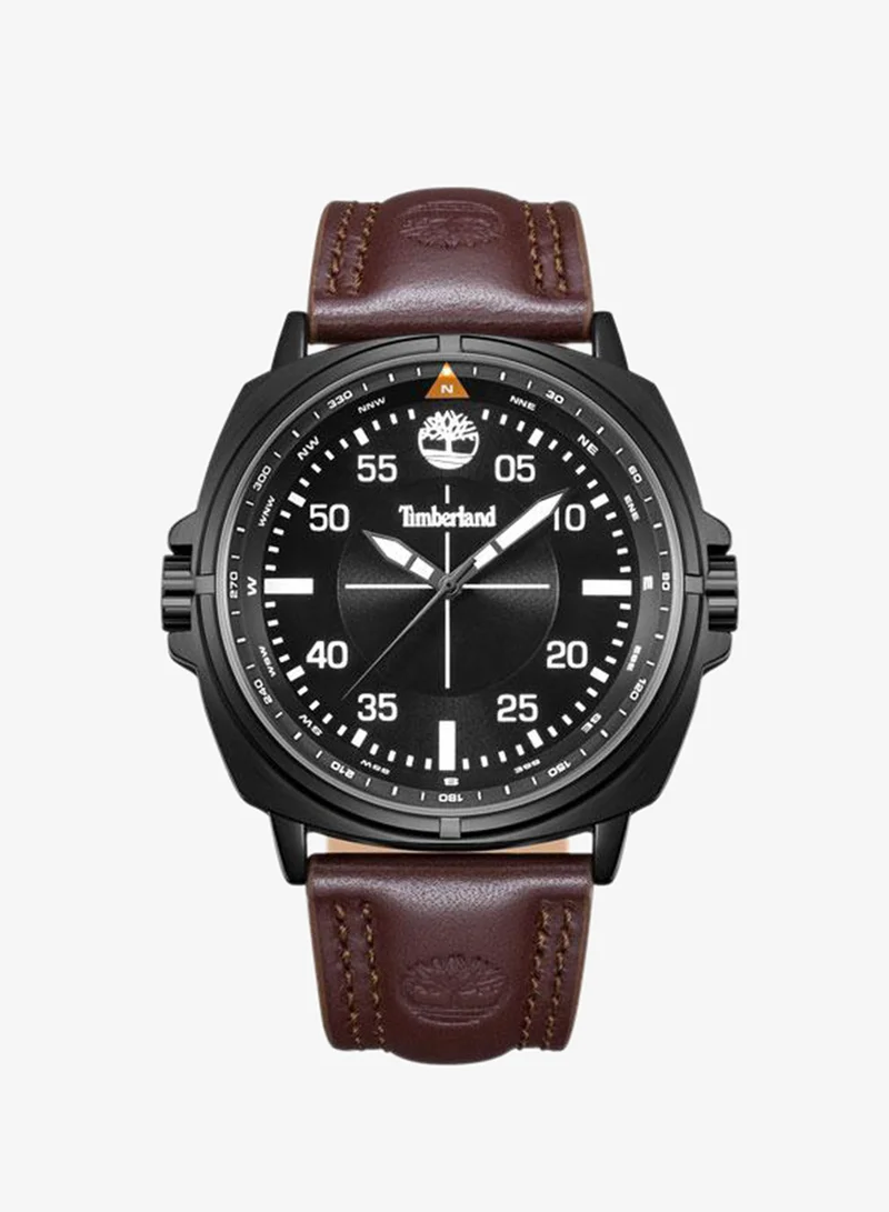 تمبرلاند Williston Black Dial Leather Strap Analog Watch for Men, 48mm
