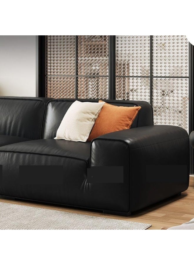 Zayn comforts Modish Midnight Black Faux Leather Sofa â€“ 3-Seater with 4/3 Pillows, Available in 280cm, 310cm & 340cm Sizes (340cm) - Image 3