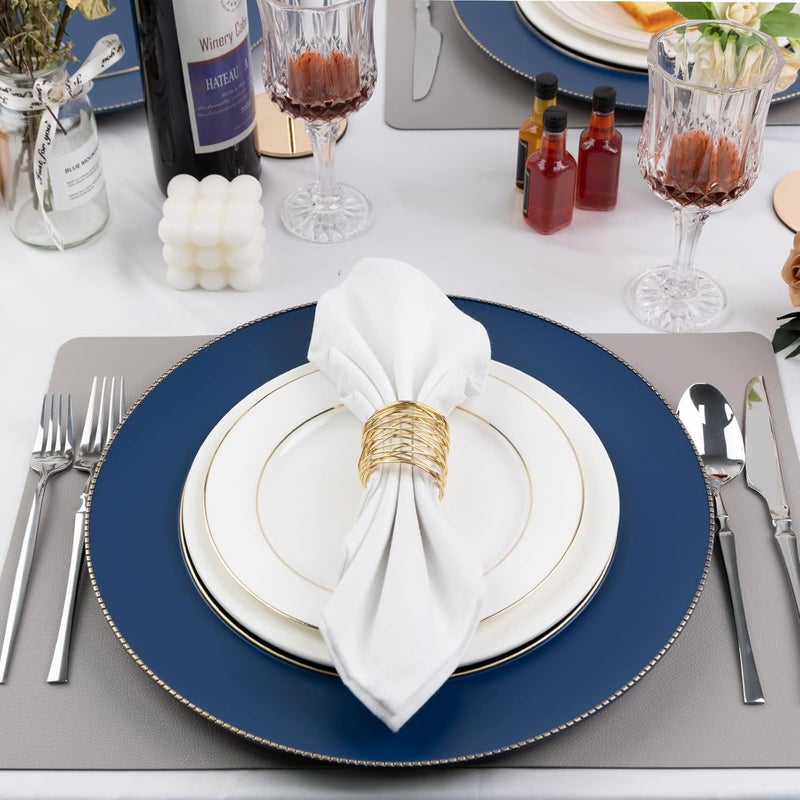 MAONAME Blue Charger Plates 13 Plastic Round Plate Chargers for Dinner Plates Plate Chargers Set of 6 Beaded Table Chargers for Wedding Table Setting - Image 2