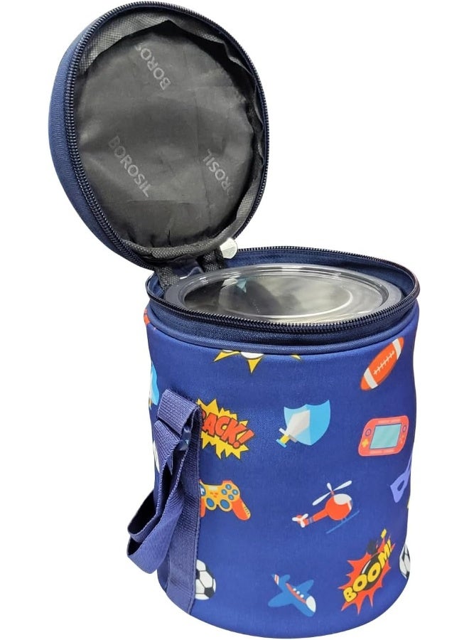 Borosil BlueBlaze Stainless Steel Lunch Box, Set of 3 Containers with Lunch Bag Blue Blaze - Image 2