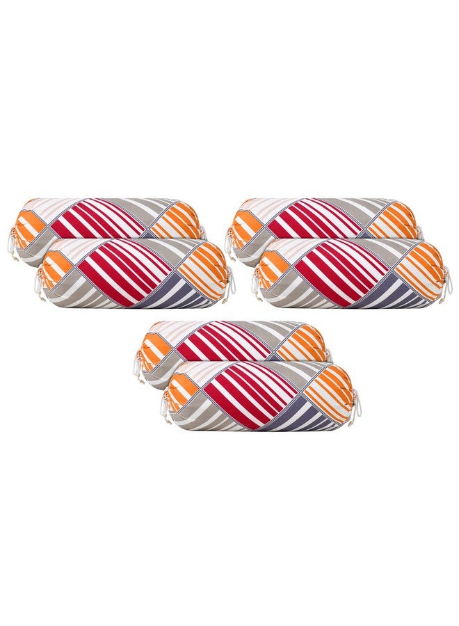 Kuber Industries Multi Check Printed Cotton Bolster Cover- Set of 6, 16"x32" (Magenta & Grey)-44KM0127 - Image 1