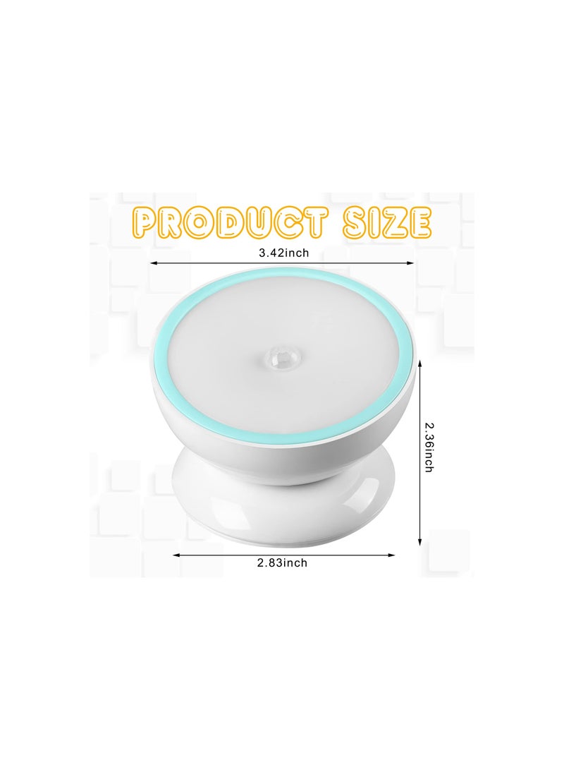 SYOSI Motion Sensor Night Lights, LED Cordless Puck Lights Small Wall Lights with Rotating Base for Cruise Cabin Hallway, Washroom, Cabinet, Stair and Bedroom, White Light (Battery Operated)(2 Pieces) - Image 4