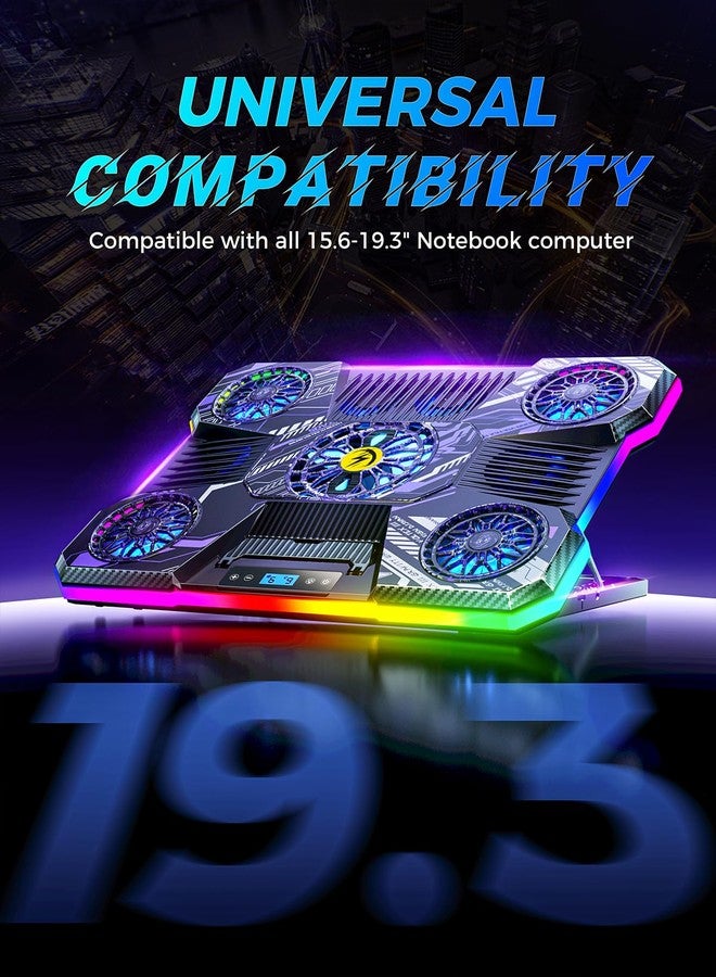 ChillCore Laptop Cooling Pad, RGB Laptop Fan Cooling Pad 9 Fans for 15.6-19.3 Inch Laptops, Gaming Laptop Cooler with 8 Height Stands, 2 USB Ports - A21 Pattern - Image 5