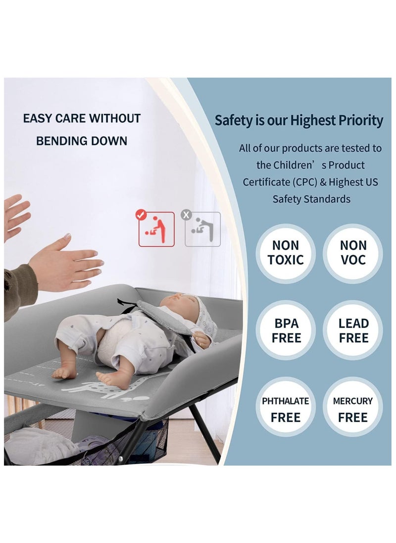 Portable Baby Changing Table with Wheels, Foldable for Infants, Waterproof, Portable Nursery Organizer for Newborn Essentials