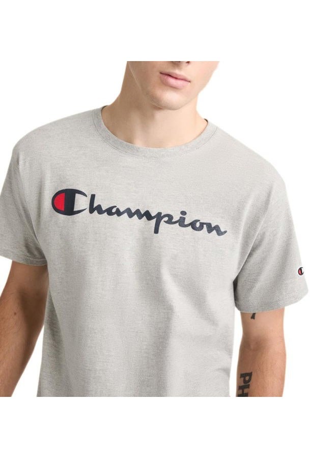Champion mens Classic T-shirt, Classic Script T Shirt, Oxford Gray-y06794, Medium US, Oxford Gray Script, M - Image 3