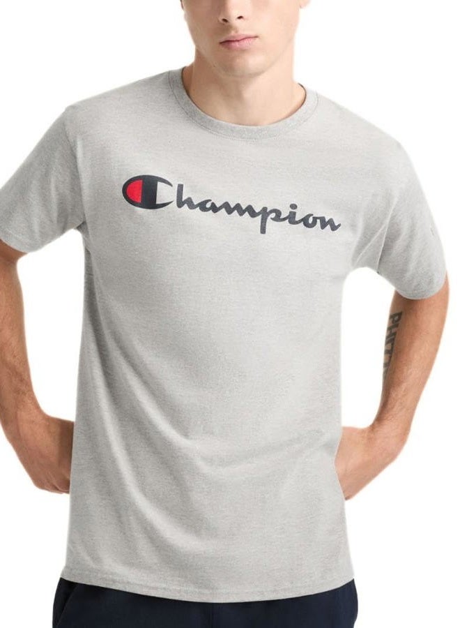 Champion mens Classic T-shirt, Classic Script T Shirt, Oxford Gray-y06794, Medium US, Oxford Gray Script, M - Image 1