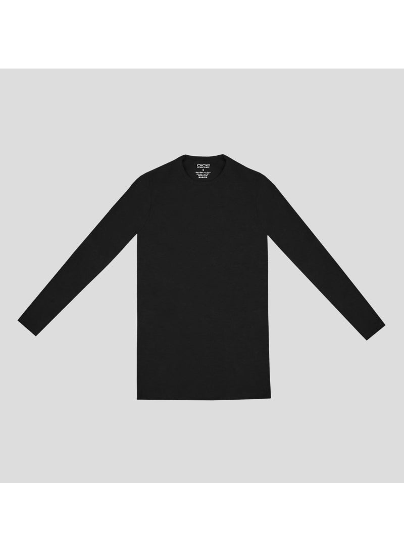 Dice Men's Long Sleeve Cotton Lycra Undershirt Slim Fit, Thermal Base Layer for Everyday - Black - Image 3