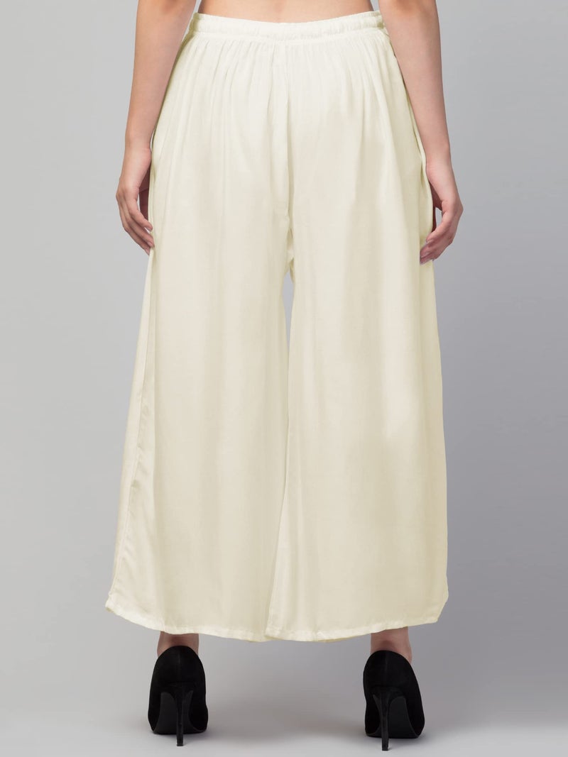 TREND LEVEL Women's Loose Fit Palazzo Pants with Pocket (2XL, Off White) - Image 2