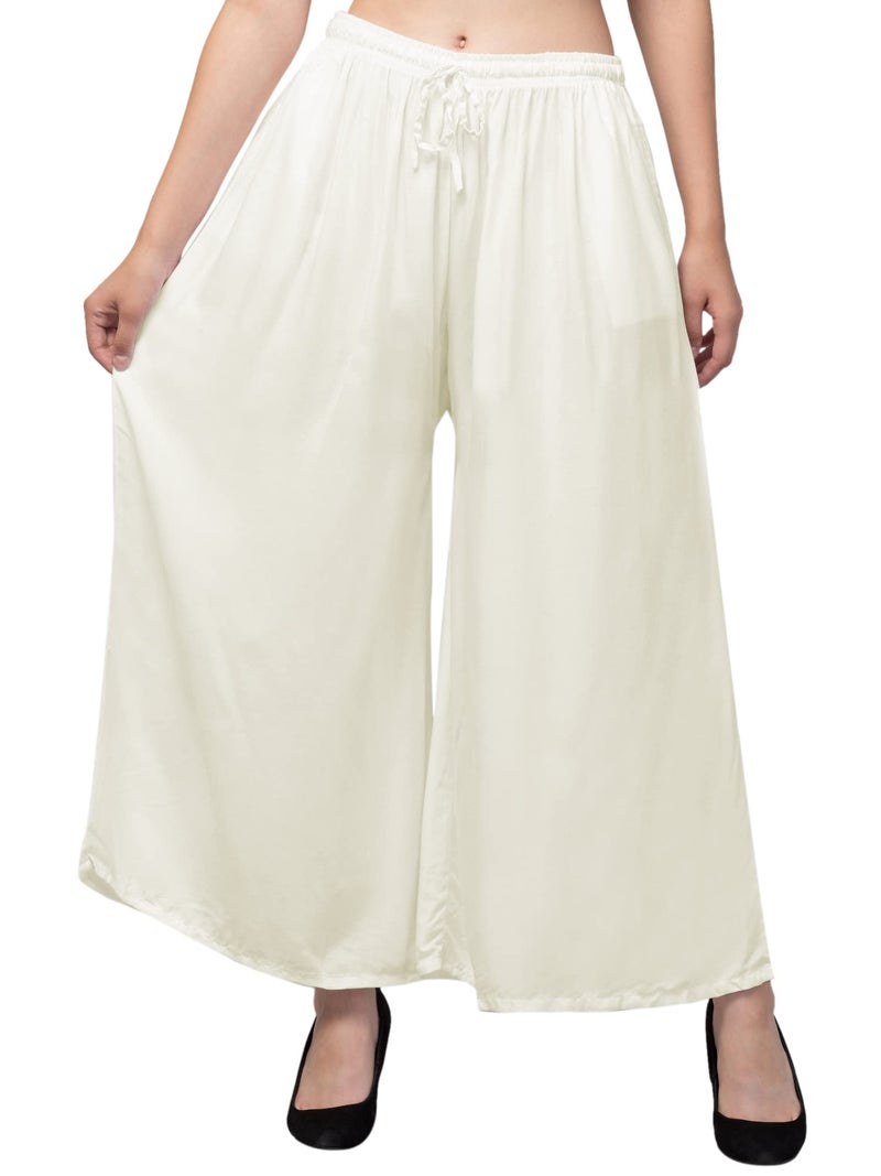 TREND LEVEL Women's Loose Fit Palazzo Pants with Pocket (2XL, Off White) - Image 1