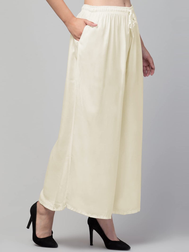 TREND LEVEL Women's Loose Fit Palazzo Pants with Pocket (2XL, Off White) - Image 3
