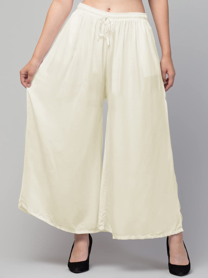 TREND LEVEL Women's Loose Fit Palazzo Pants with Pocket (2XL, Off White) - Image 4
