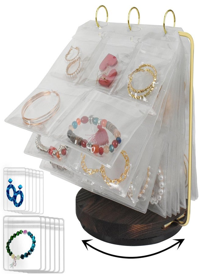 LingLingo Jewelry Organizer Stand Tangle-Free Necklace Holder Display for Earring Ring Bracelet Storage,360° Rotating,70 Pcs Clear Anti Tarnish Pouches - Image 1