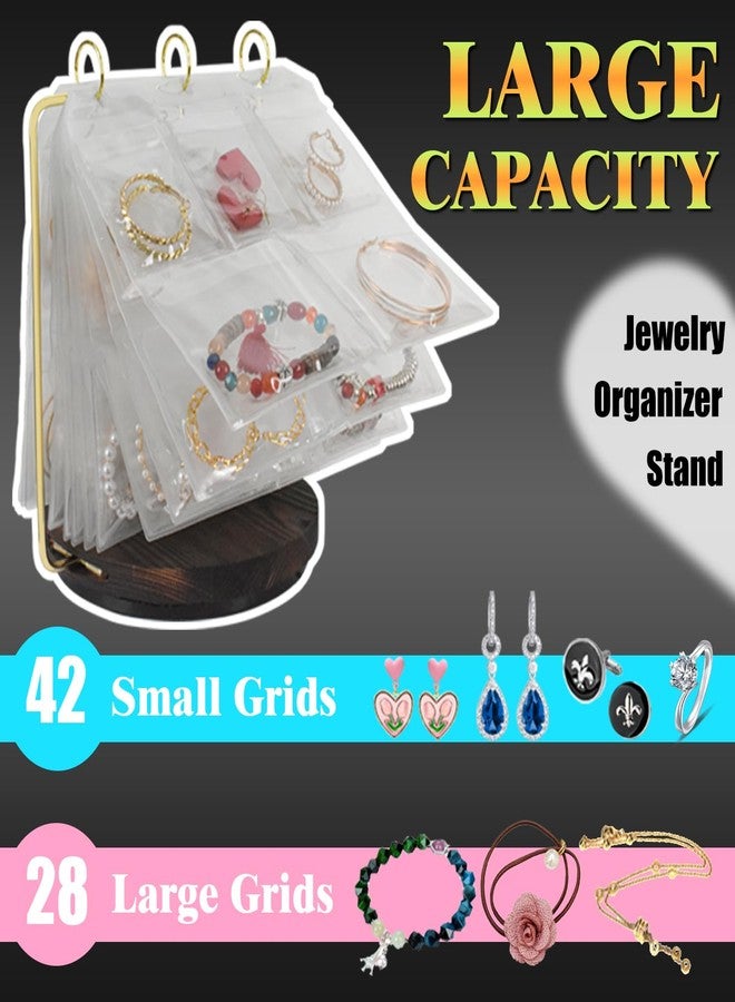LingLingo Jewelry Organizer Stand Tangle-Free Necklace Holder Display for Earring Ring Bracelet Storage,360° Rotating,70 Pcs Clear Anti Tarnish Pouches - Image 3