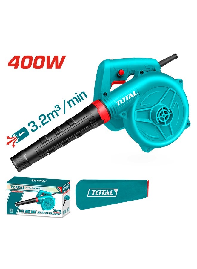 Total Tools TOTAL 400W Electric Leaf Blower and Vacuum | High-Speed 14000RPM | 3.2m³/min Airflow | Dual-Function Blower with Dust Bag | 220-240V  - Image 2
