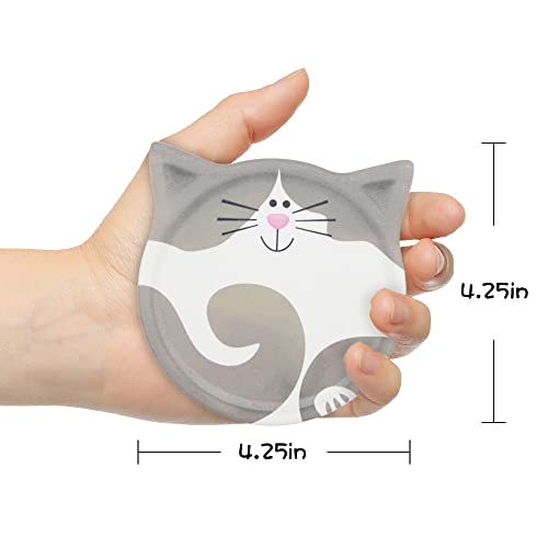 AIPNUN Funny Cat Themed Absorbent Ceramic Drink Coasters, for Cat Lovers, Decor, Birthday, Christmas, Housewarming - Image 3
