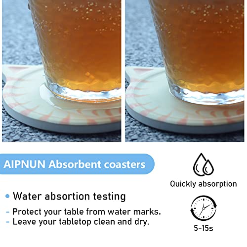 AIPNUN Funny Cat Themed Absorbent Ceramic Drink Coasters, for Cat Lovers, Decor, Birthday, Christmas, Housewarming - Image 2