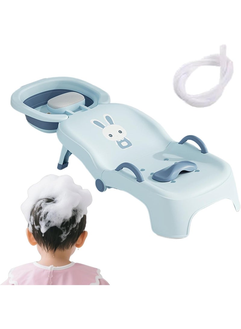 سوفام الأطفال في محطة غسل الشعر للأطفال المطوية كرسي غسل الشعر، رئيس خاص لشطف الشعر للأطفال، مناسب للفتيان والفتيات. للاستخدام المنزلي. عمر 0-10. - Image 1