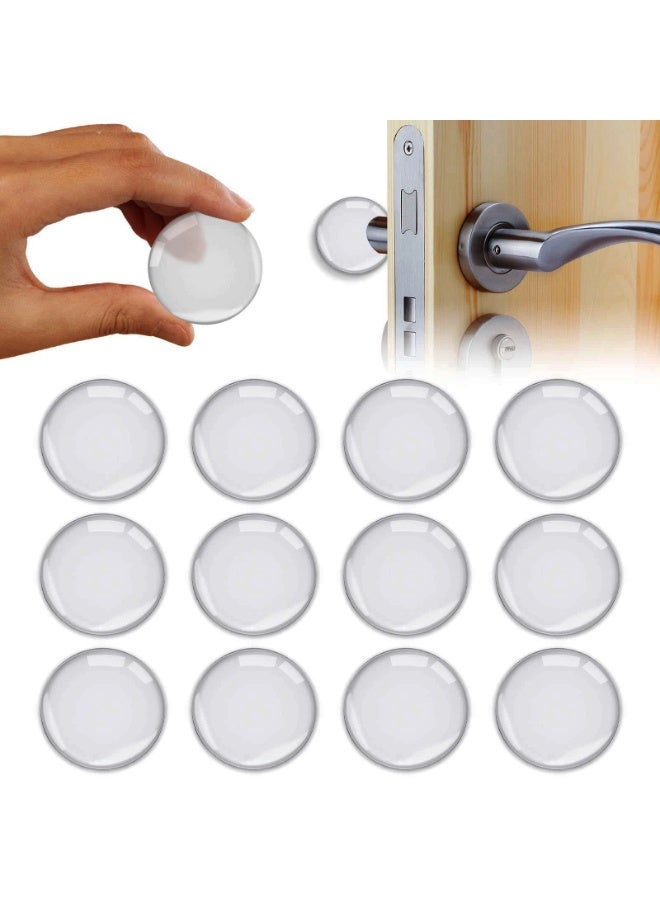 CMGTYYD Door Stopper, 12 Piece Wall Mounted Door Handle Stopper, Silicone Clear Round Wall Protector, Self-Adhesive Door Stopper Door Handle Bumper Pad for Walls, Refrigerators, Cabinets (1.57 Inch) - Image 1