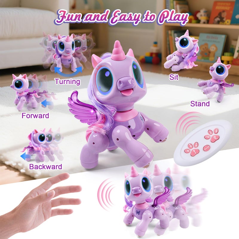 Biranco. Unicorn Robot Toys For Girls Age 3-5  Remote Control Electronic Pet  Gesture Sensing  Stem Play  Surprise Interactive Toy For Toddler Gifts And Kids Age 4 5 6+ Years Old - Image 3